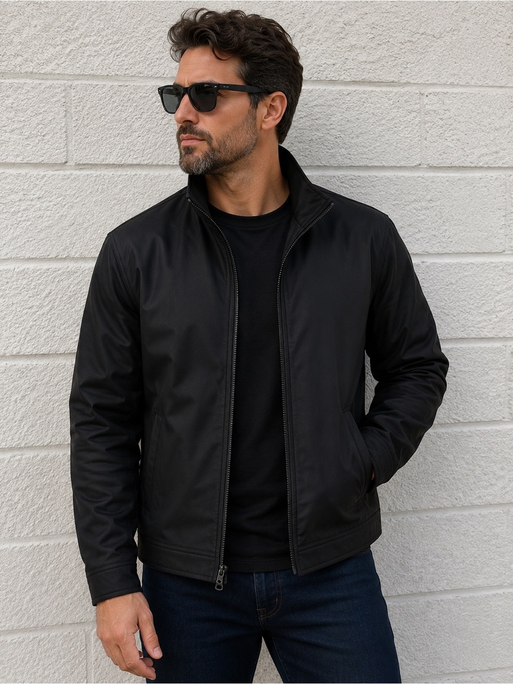 Michael Kors Black Lightweight Zip-Front Jacket Medium